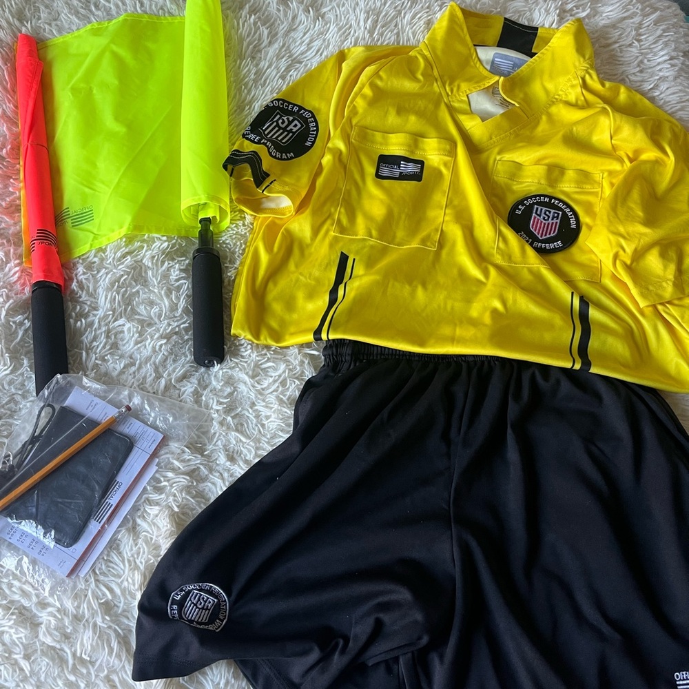 Yellow Referee Jersey and Black Shorts Set